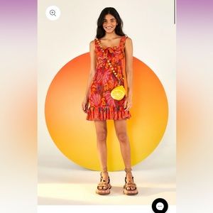 FARM Rio Red Spring Bananas Mini Dress Sz S